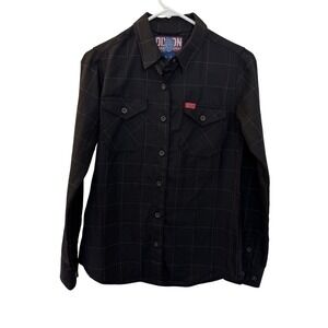 Women's Dixxon Flannel Co Pinhead Hellraiser Black Windowpane Shirt Womens Small